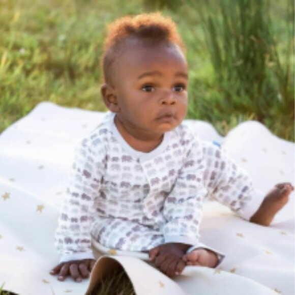 Magnetic Me Coverall - Gray Dancing Elephants Organic Cotton, size 9-12mo - Picture 1 of 5